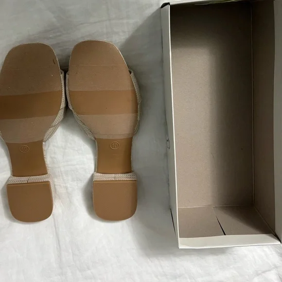 A New Day Lyta Sandals Beige Tan Raffia Sandal Slide Never Worn Size 10 - Picture 8 of 12